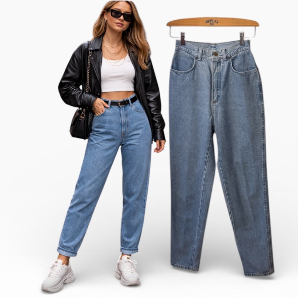 Vintage Calvin Klein High Rise Tapered Leg Blue Jeans Size XS